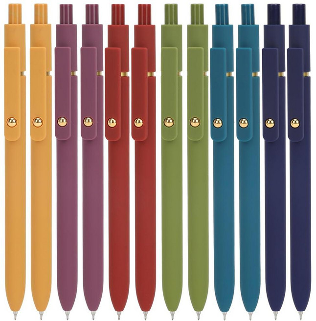 Ddaowanx 젤 펜 0.7mm 퀵 드라이 블랙 잉크 펜 5개 파인 포인트 부드러운 필기 귀여운 사무실 학교 용품 여성용 선물 (그라데이션-블랙 5개) 194615, 빈티지 블랙 잉크 24개