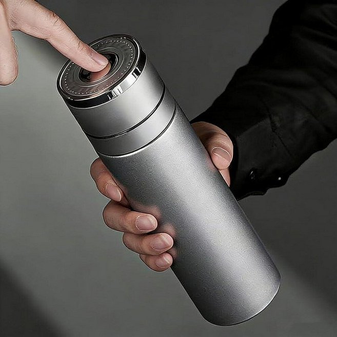 스마트 마그네틱 뚜껑 물병 - 425.2g(15온스) 진공 단열 스테인리스 스틸 텀블러 티 인퓨저 포함 - 커피 여행 체육관 및 사무실용 누출 방지 이중벽 플라스크 (마그, 마그네틱 실버