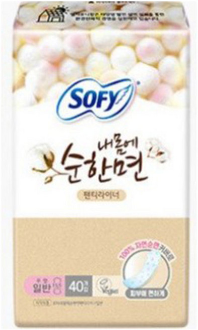 쏘피 내몸에 순한면 팬티라이너, 일반, 40개입, 1개