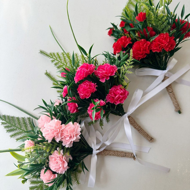 봄의선물 카네이션 납골당 꽃다발 봉안당 꾸미기 조화 [거치형] 성묘꽃, 1개, 카네이션 진핑크