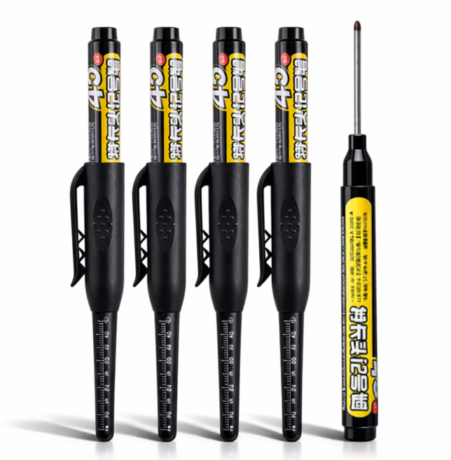 보리도리 목공용 마커펜 45mm 긴촉 마킹펜 리필형, 5개, 1. 블랙