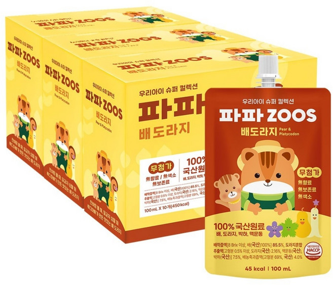 파파주스 배도라지 주스, 30개, 혼합맛(배/도라지), 100ml