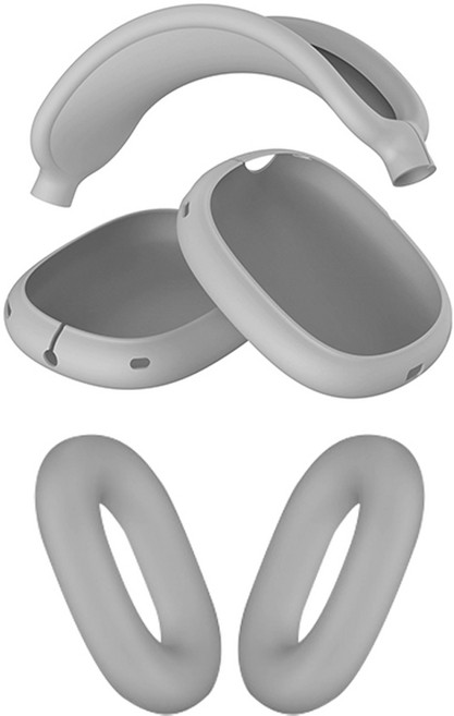 스냅케이스 에어팟맥스 호환 실리콘 케이스 올인원 3in1, C. 라이트그레이 SET