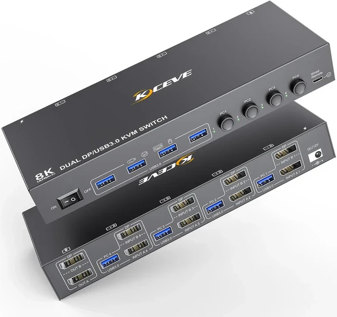 호환 KCEVE 듀얼 모니터 KVM 스위치 DP USB3.0 대 4k @ 144Hz 4 PC 공유 2 디스플레이용 8K 디스플레이 포, 03 4 in 2 out