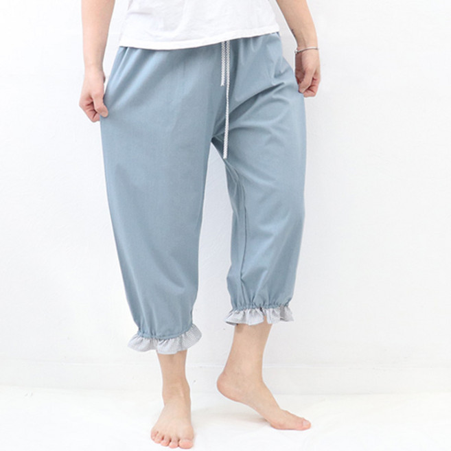 [보슈아] 여성 면100 시보리 하의7부 파자마바지 국내산홈웨어