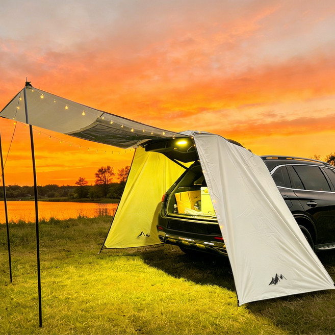 엠티링크 차박텐트 도킹쉘터 대형 캠핑 방수 꼬리텐트 그늘막 타프 대형 차량용 텐트, 3-4인용, 세트A 아이보리