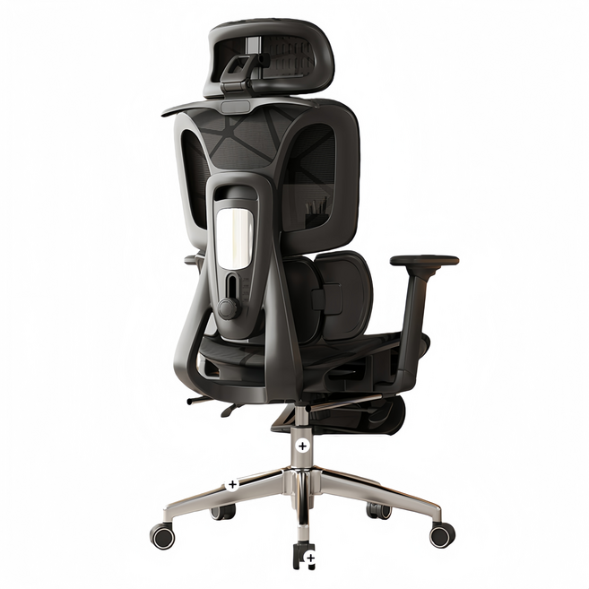 ADWS-904 三腰環繞人體工學椅 9D扶手 網布腳踏 主管辦公椅 電競椅, 三腰黑 4D扶手 鋼脚 網面脚踏 坐深調節