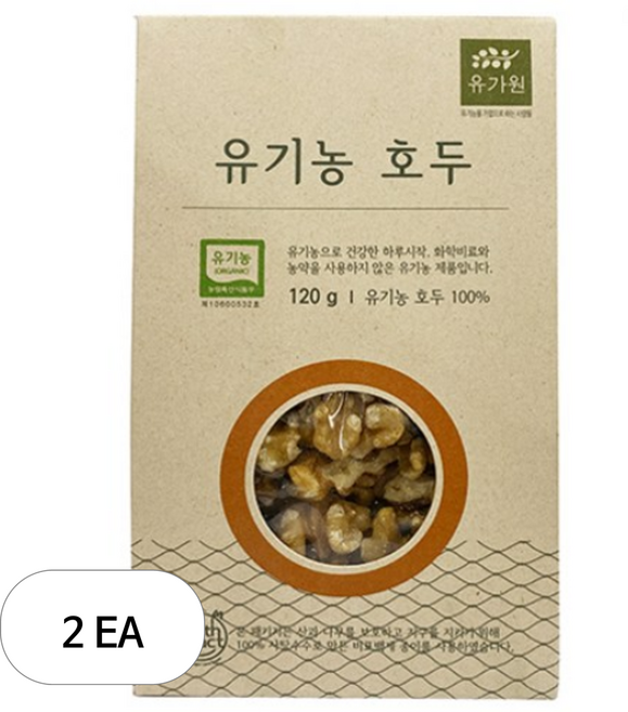유가원 유기농 오븐에 구운 호두강정, 120g, 2개