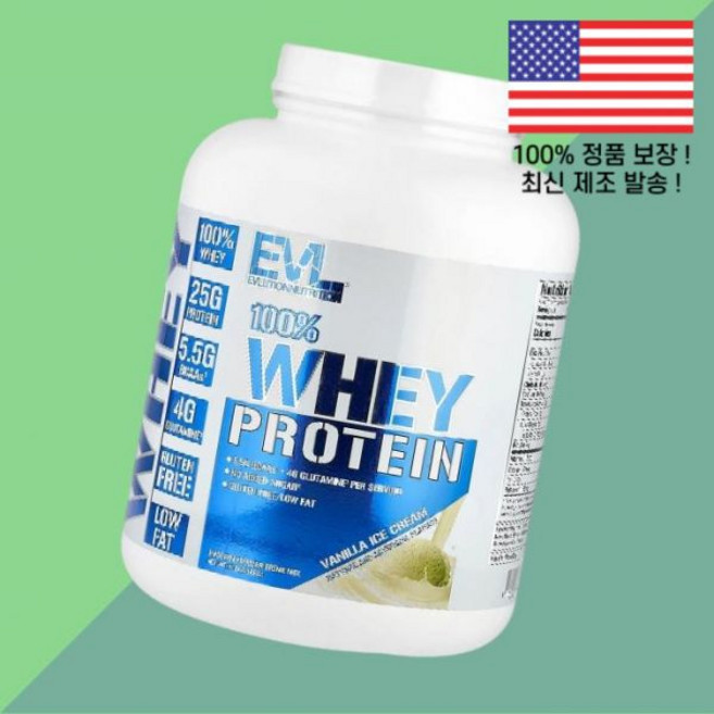 에블루션 뉴트리션 100% 유청 단백 웨이 아이솔레이트 프로틴 바닐라 아이스크림 5파운드 2268kg EVL Whey Protein Vanilla Ice Cream 5lb, 1, 2.268kg