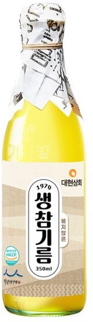 60년전통대현상회 볶지않은 생참기름 백참기름, 1개, 350ml - 쿠팡