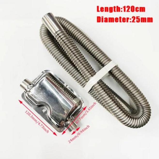 무시동 히터 자동차 에어 디젤 주차 스테인레스 스틸 배기 파이프 튜브 24mm 머플러 소음기 키트 Webasto Eberspacher용 120 cm 200 300cm, 1.2M-WZ002-1set