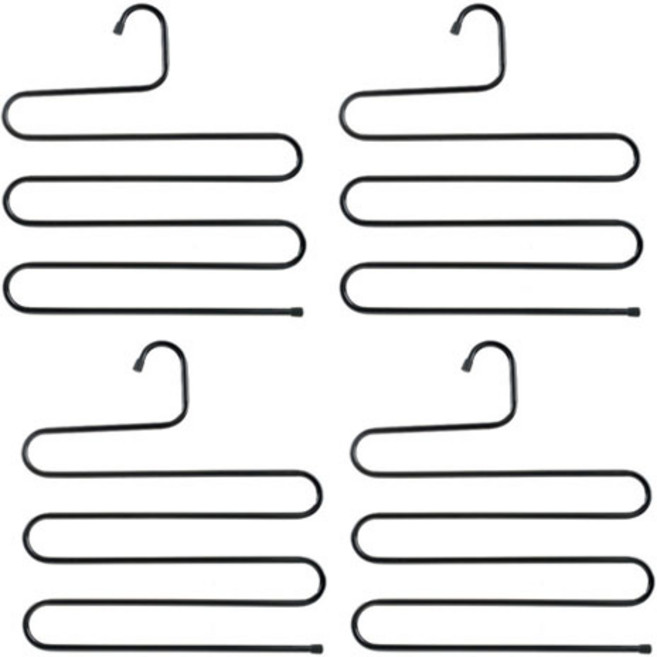 다용도 머플러걸이 4개입 / 스카프걸이 넥타이걸이 바지걸이 다용도 행거, 4개, 검정색