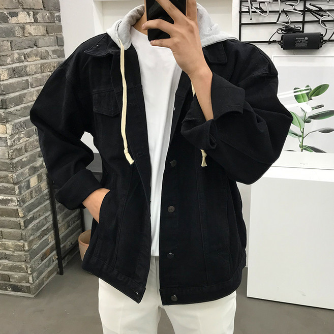 용된다 남자 오버핏 청자켓 후드 점퍼 자켓