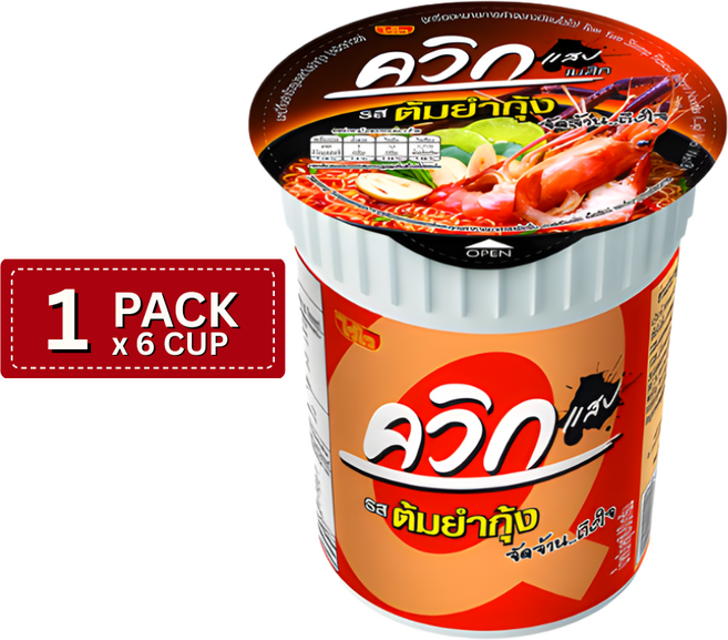[태국직구] WAIWAI 와이와이 컵라면 톰얌 톰얌 새우맛 60g X 6개입, 1팩
