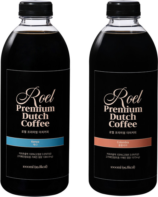 로엘 더치커피 콜드브루 원액 케냐 1L + 콜롬비아 1L, 2개