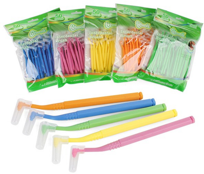 클린픽 치간칫솔 L형 일회용치실 휴대용 치솔 치석제거, 1세트, 50개입, 1mm