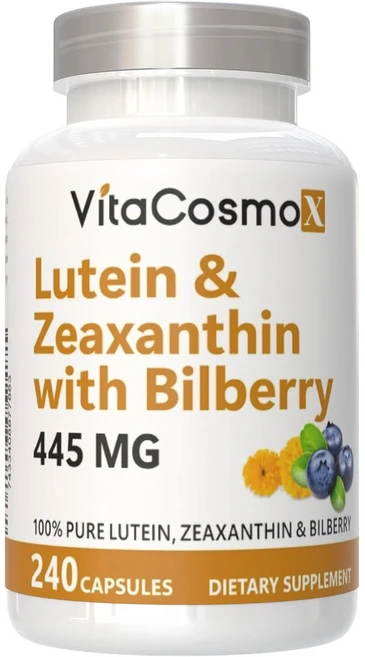 VitaCosmoX 비타코스모엑스 루테인 40mg + 제아잔틴 4mg + 빌베리 400mg 베지 소프트젤 445mg 야채캡슐, 1개, 240정 - 쿠팡
