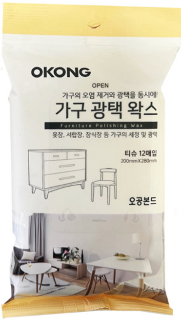 오공 가구 광택 왁스 티슈 12매입, 1개