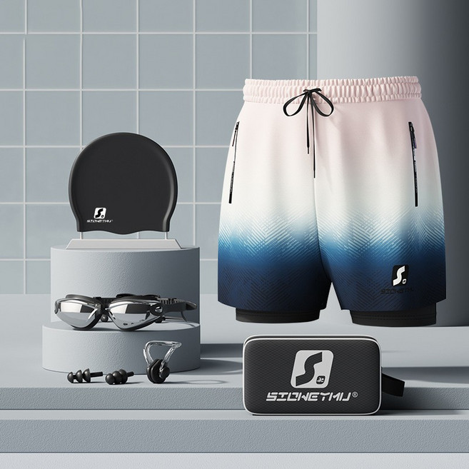 판매중 프리미엄 2층 구조 수영복세트 빠른 건조 남성 그라데이션 수영복 세트