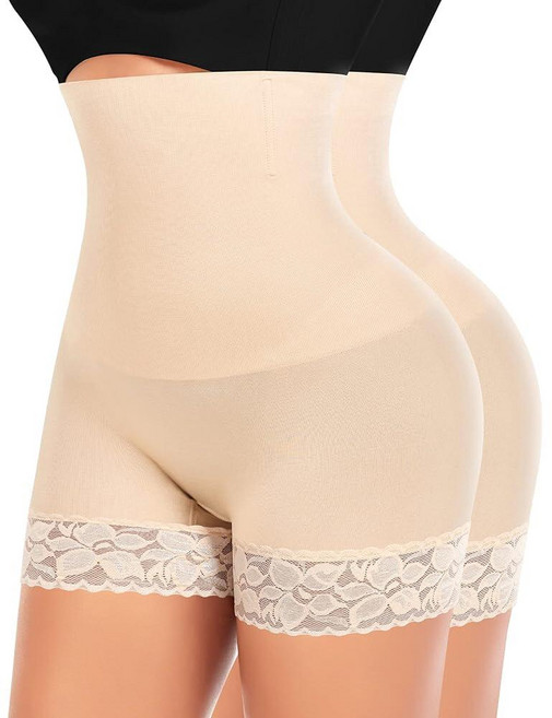 Werena Shapewear Shorts for Women Tummy Control High Waisted Body Shaper Seamless Shaping Slip Sho, Nude-2pack