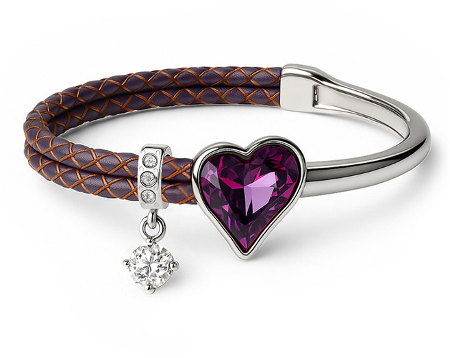 ARIN 스와로브스키 하트 원석 소가죽 18CM 팔찌 ABQ100 (7 color)