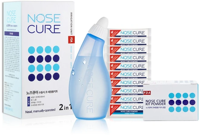 노즈큐어 블루 코세척기 세트+코세척분말 30포, 1세트 - 쿠팡