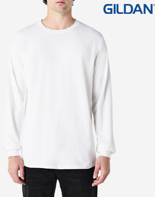 길단2400 오버핏 18수 무지 긴팔 라운드 티셔츠 화이트