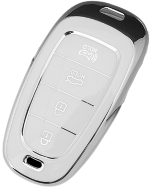 키에티 현대 호환 더뉴 그랜져 쏘나타 DN8 키케이스 4버튼 TPU 키홀더 단품, 실버-화이트