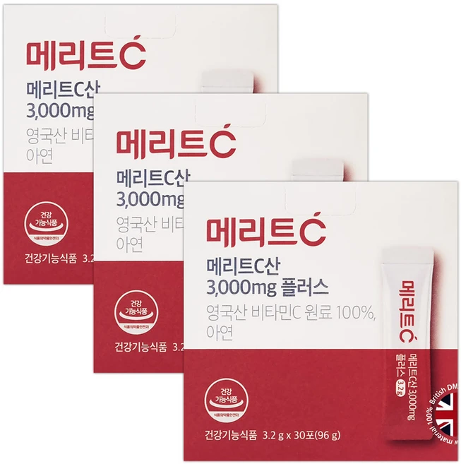 휴온스 메리트C산 3000mg 메가도스 항산화, 30회분, 96g, 3개 - 쿠팡