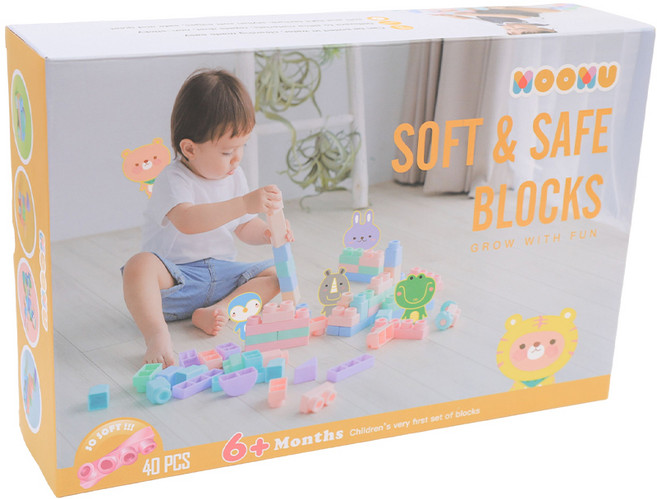 MOOMU 馬卡龍香草軟積木, 1個, 40PCS軟積木, 馬卡龍