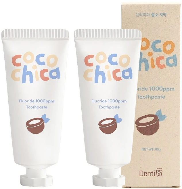 덴티마마 코코치카 안매운 불소1000ppm 치약 | 어린이 키즈 충치예방, 60g, 2개 - 쿠팡