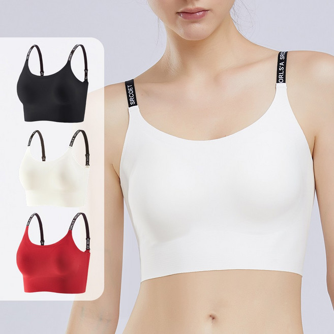 스포츠브라 러닝스포츠브라 스포츠브라세트 스포츠브라탑 브라 노와이어브라 브라탑 심리스브라 노와이어브라세트 브라탑 여성속옷 브라탑 브래지어 심리스 블랙 화이트 레드 3종 세트