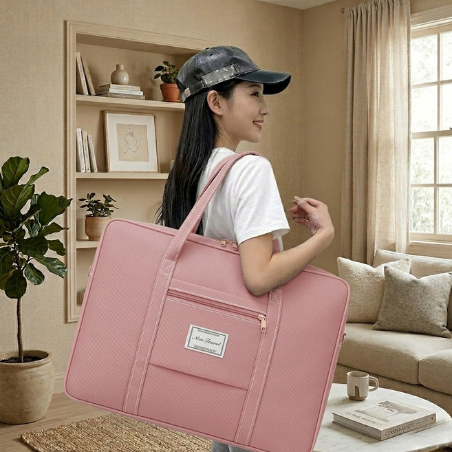 초대형 이불 보관 여행용 이사 포장 기숙사 가방 의류 정리함, 1개, 핑크