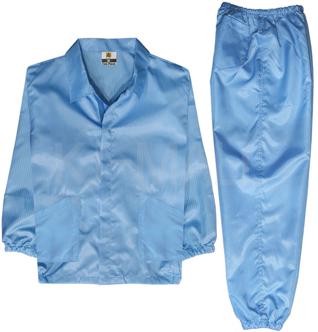 KJ 방진복 상하세트 Y카라 제전복 무진복 제전방진복 클린복 크린룸 반도체 정전기방지 작업복 투피스, 1개, 스카이블루