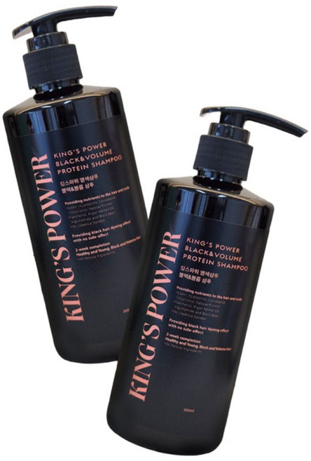 킹스파워 블랙 앤 볼륨 새치 커버 단백질 염색 샴푸 흑갈색, 1개, 300ml
