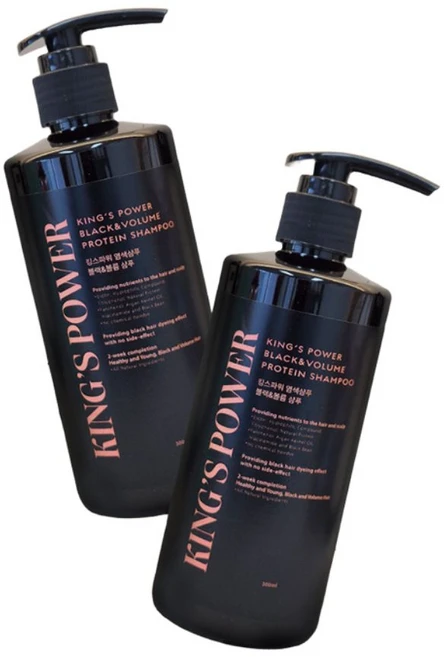 킹스파워 블랙 앤 볼륨 새치 커버 단백질 염색 샴푸 흑갈색, 1개, 300ml - 쿠팡