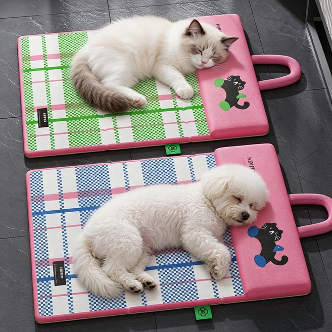 헬로미펫 고양이 쿨매트 강아지 쿨방석, 1개, 핑크그린