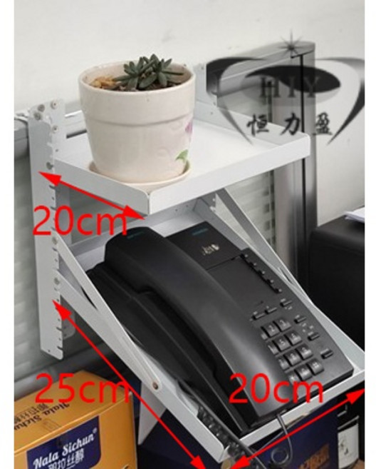 유선전화기 받침대 거치대 사무실 키폰 선반, 2단, F.흰색 20x25x20