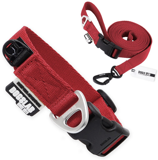 독스랩 강아지 목줄 + 리드줄 세트, 칠리 페퍼, 1세트