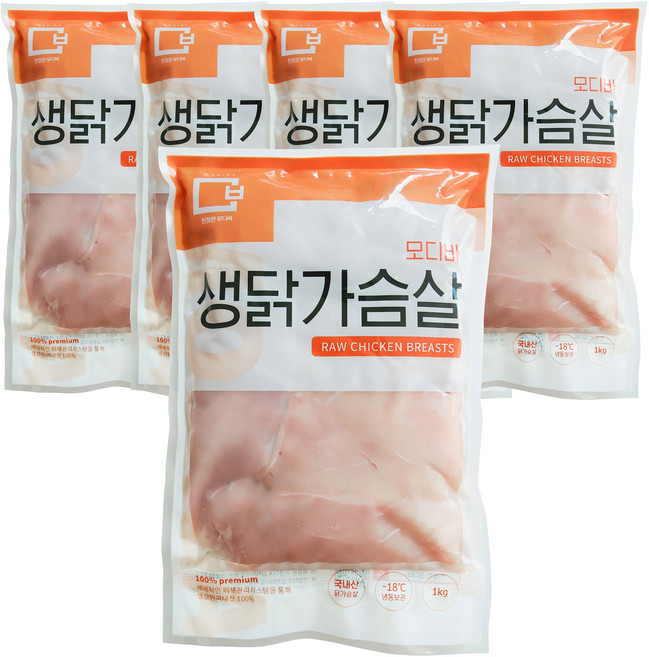모디바 국내산 냉동 닭가슴살5kg, 1kg, 5개