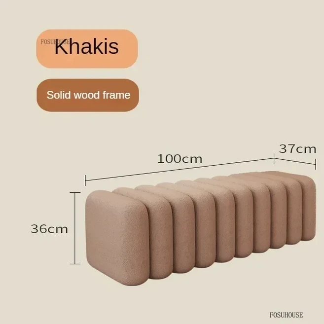 인스 엔트런스 소프트 벨벳 벤치 홀 휴식 발받침 소파 풋 모던 침대 엔드 디자인 데코 노르딕 메이크업 가, 29 khaki-L100cm