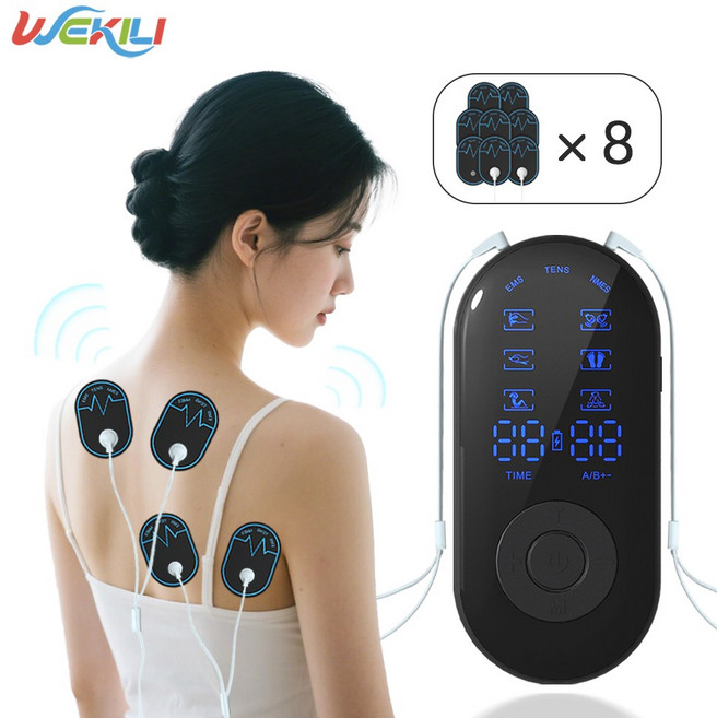 저주파마사지기 미세전류 전신 마사지 듀얼 채널 패드형 휴대가 간편함, 블랙, H-022