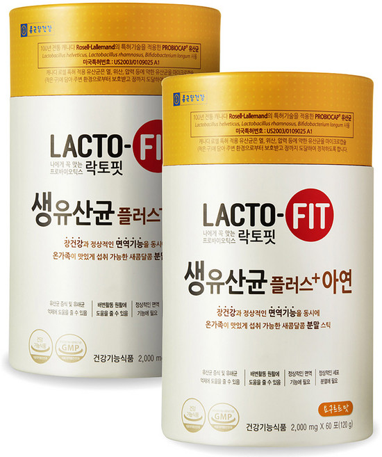 종근당건강 락토핏 생유산균+아연 60포 x2박스 코스트코, 120g, 4개