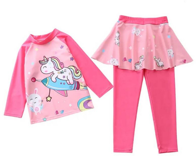 여성 집업 여자 래쉬가드 브라탑 유니콘 머메이드 키즈 수영복 소녀 용 긴 소매 러쉬 가드 바지 레깅스 겸손한 어린이 비치웨어
