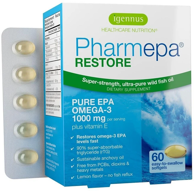 이그너스 Pharmepa 리스토어 퓨어 EPA 오메가-3 1000mg 소프트젤 60정, 60 Count (Pack of 1), 1개, 0.2688544717581987 - 쿠팡