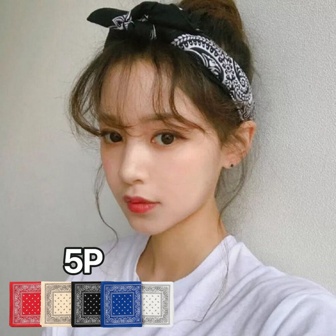 앙플러스 대형 손수건 두건 헤어밴드 반다나 스카프