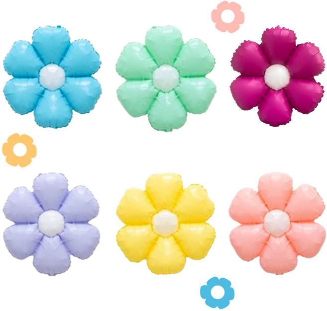 데이지 꽃 파스텔 호일 풍선 생일 홈파티 6종 혼합세트, 1세트