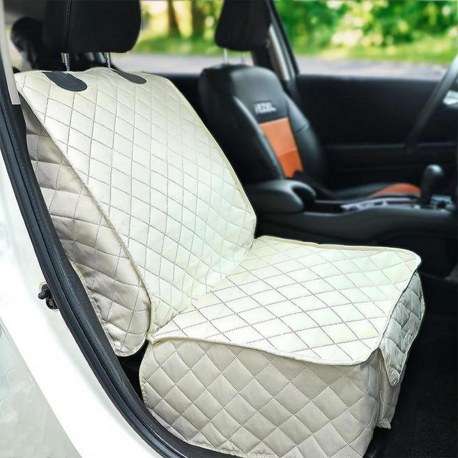 애견 카시트 반려견 방수 콘솔 대형견 이동가방 조수석, 1개, 디럭스 앞좌석 오프화이트