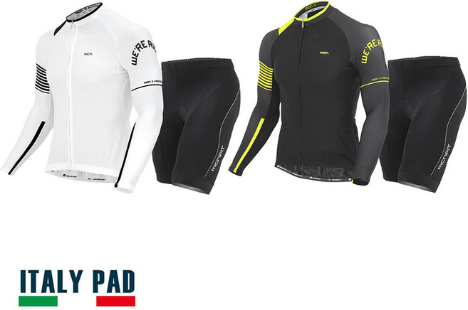 MCN 자전거의류 라이더 화이트블랙 긴팔져지+네오 4부팬츠 세트