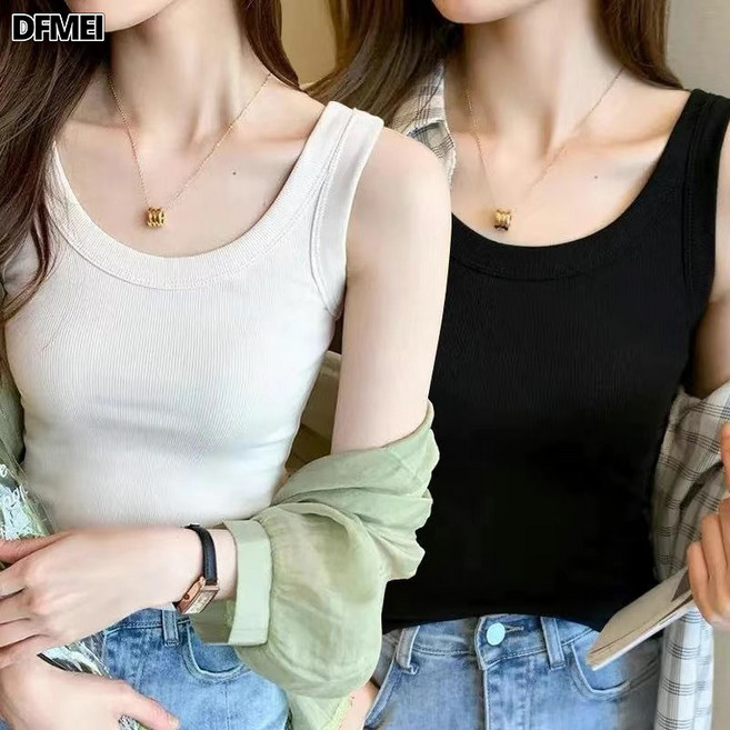 DFMEI 百搭防走光無袖薄內搭打底吊帶背心女夏季彈力修身顯瘦外穿韓版